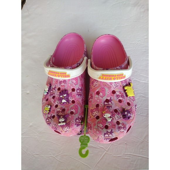 Crocs Shoes women's 12‎ Men's 10 Pink Hello Kitty and Friends With Jibbitz Comfy - Picture 2 of 7
